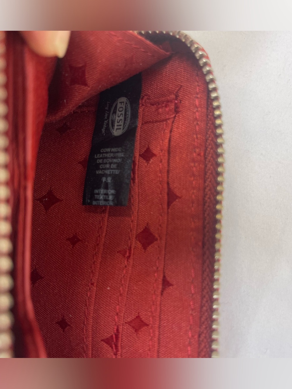Fossil Red Leather Zip Wallet with Swan Accent - Picture 12 of 16